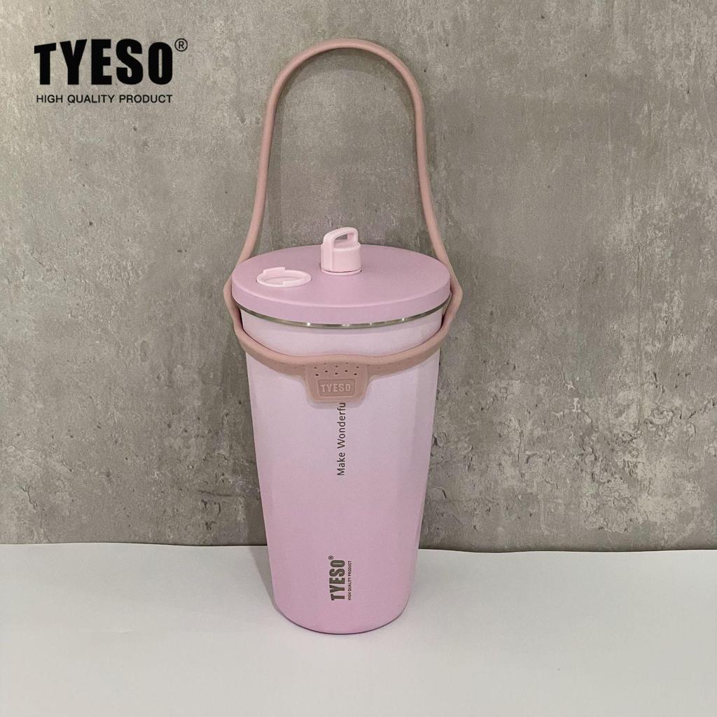 TYESO Stainless Steel Insulated Coffee Cup & Water Bottle - Ice Buster, Large Capacity, with Straw for Car