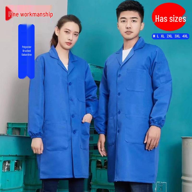 Men s Blue Long-Sleeve Cotton Work Coat with Logo - Durable Labor Protection Clothing XXXL