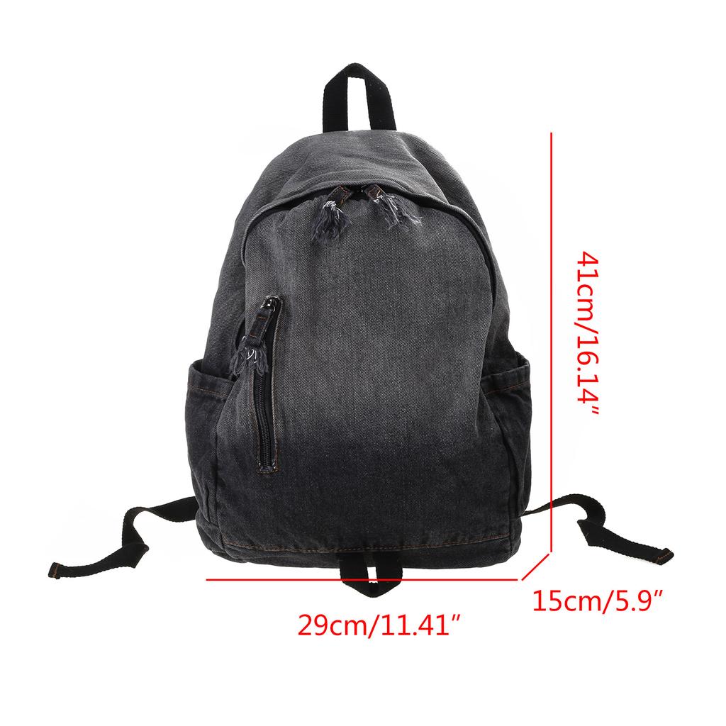 Zaino con Cerniera All-match Daypack in Denim a Doppia Spalla Borsa da Scuola Zaino di Grande Capacità Zaini Scolastici per Donne Ragazze