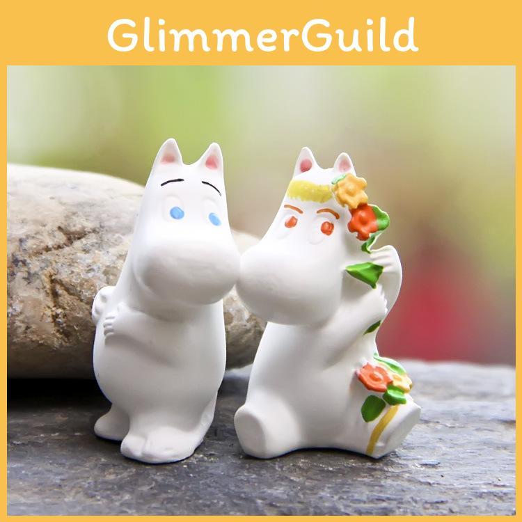 Resin Moomin Cartoon Hippo Pair Micro Landscape With Unique Diy Design For Business And Event Gifts