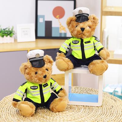 Boneca Urso da Polícia de Trânsito Brinquedo de Pelúcia Urso Policial Boneca Urso de Pelúcia Urso Motociclista Presente de Aniversário para Crianças