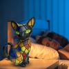 Stained Glass Cat Table Lamp USB Powered Vintage Animal Night Light Home Office Bedroom Kids Room Bedside LED Desk Lamp