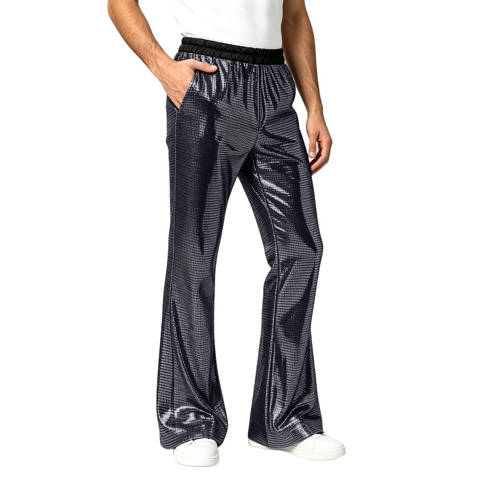 Men's Sequined Bell Bottom Pants for Stage Performance and Casual Wear Spring and Fall