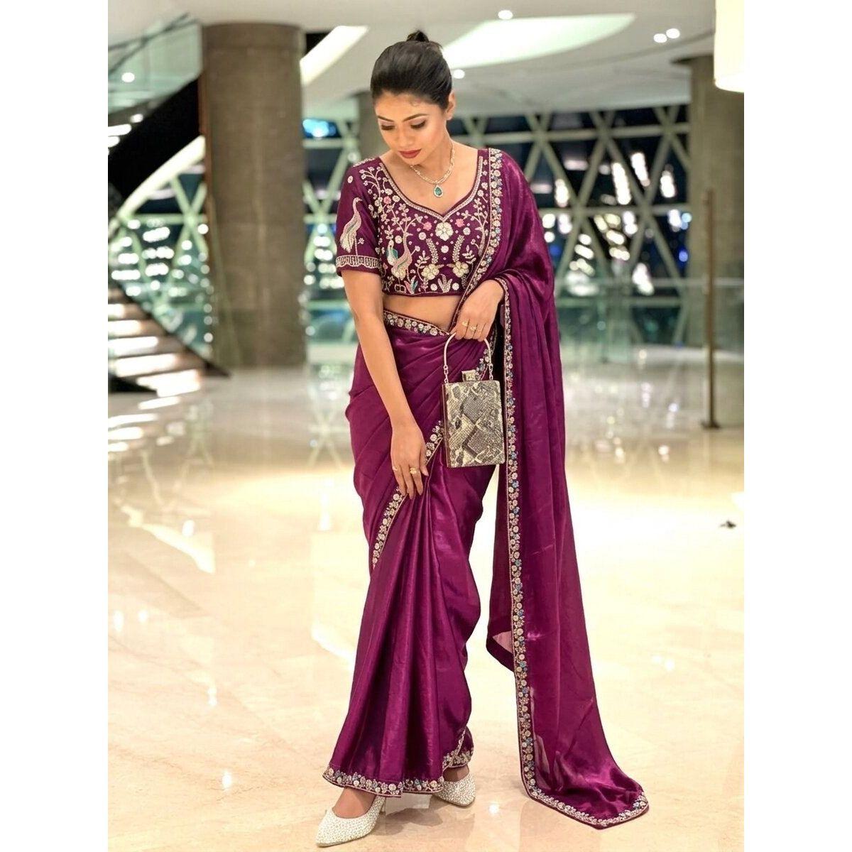 Premium Designer Fendy Satin Silk Saree