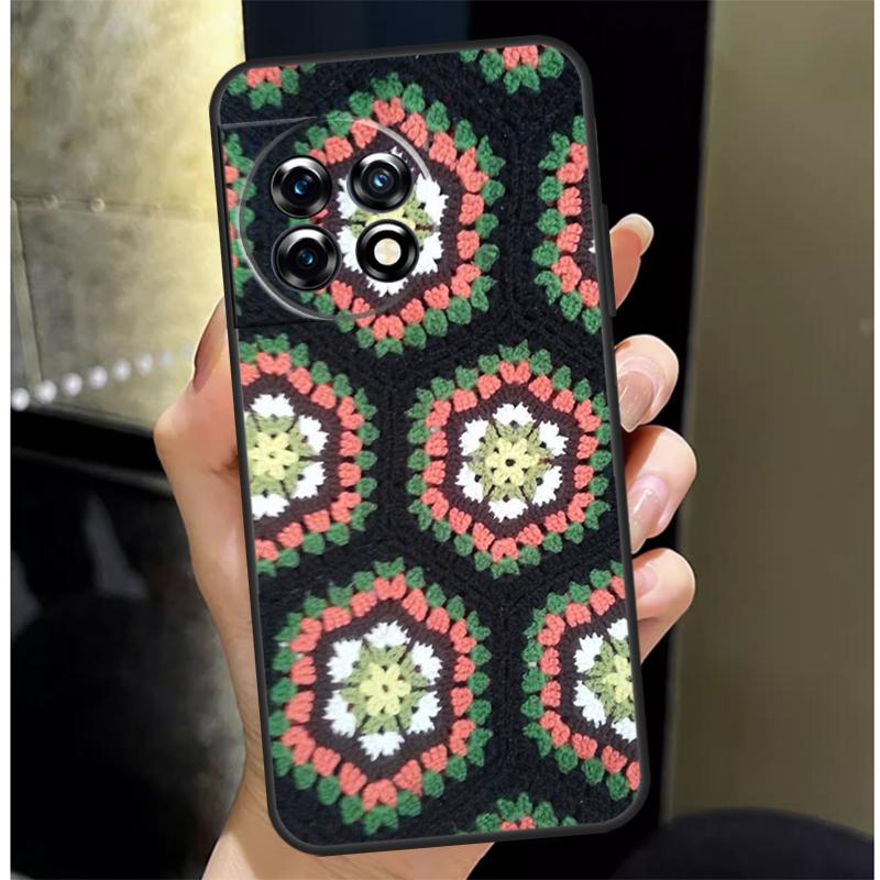 Granny Square Crochet Case For OnePlus Nord N20 N30 CE 5 3 4 Lite OnePlus 15 13 12 11 10 Pro 13R 15R 10T 13T Cover