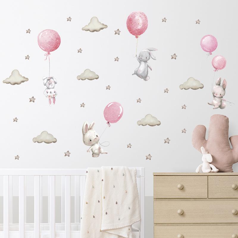 Colorful Flower Pendant Lamp Bird Wall Sticker For Bedroom Living Room Entrance Home Background Decoration Self-adhesive 29*22CM