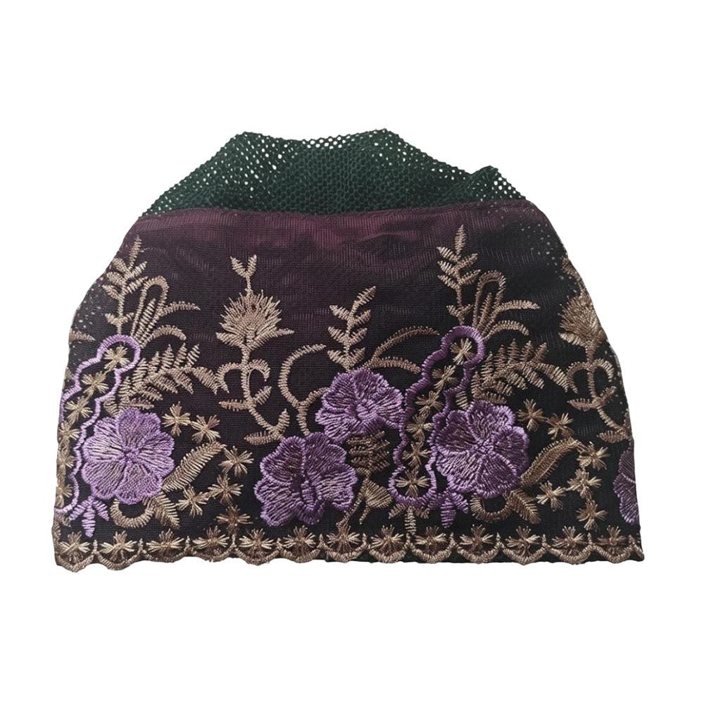 New Flower Embroidery Bonnet Hat Breathable Cover White Hair Headband Cap Elastic Full Coverage Head Wrap Cap Women Headwear