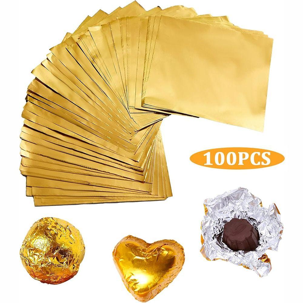 Quadratisches Aluminiumfolienpapier Gold Schokoladenverpackungen Neues Süßigkeiten-Verpackungspapier DIY-Dekorationen
