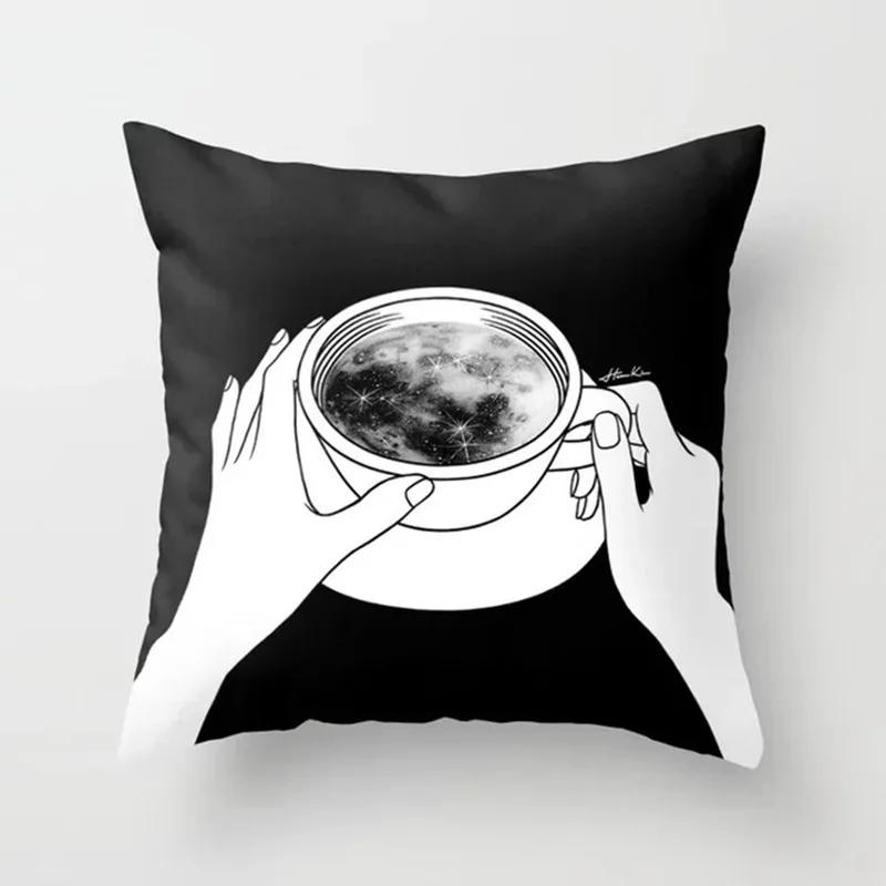 Black Pillow Galaxy Planet Cushion Cover Space   Pillowcase Soft  High-quality Home Decor