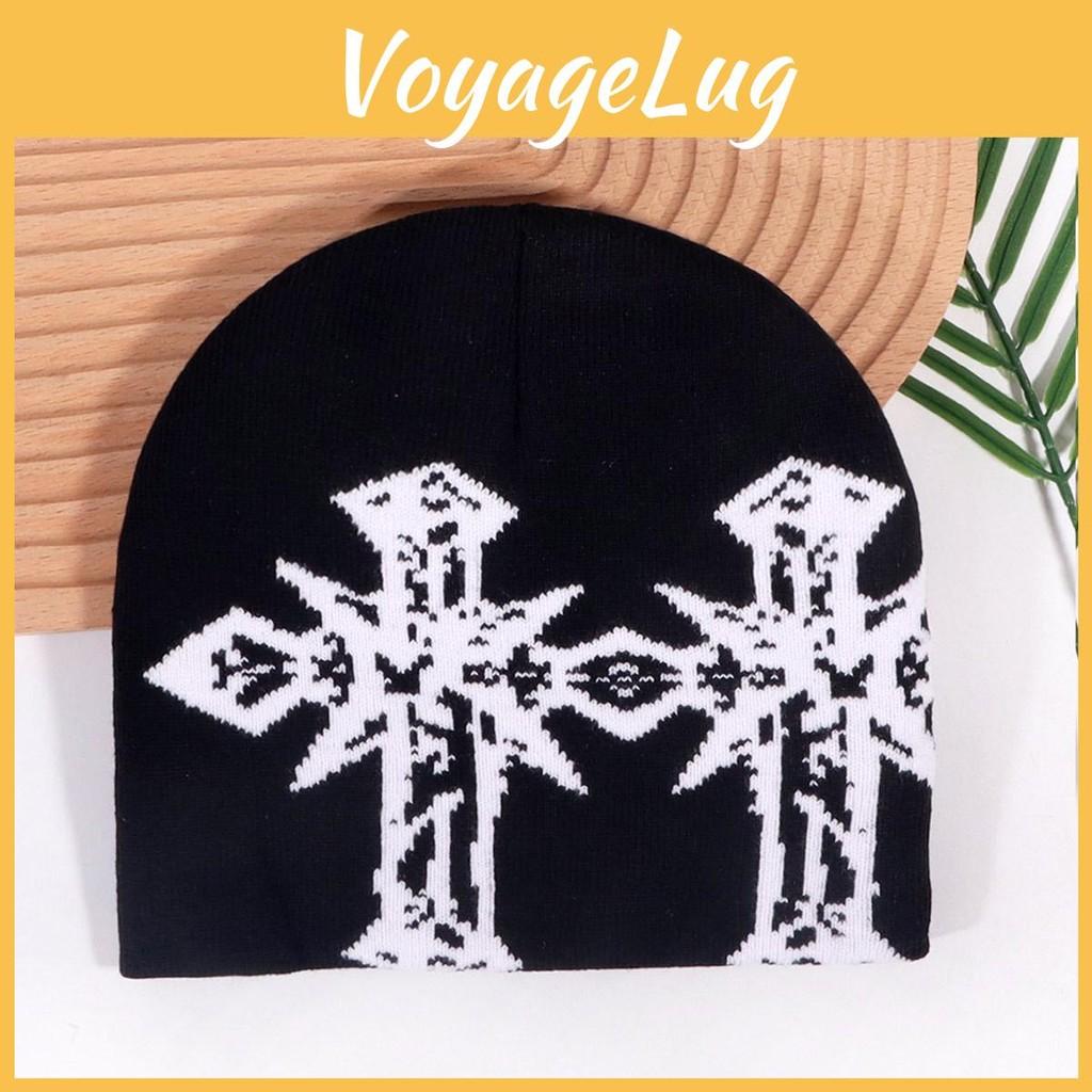 Pattern Cross Double Knitted Cap With Breathable Warm Hat Unisex Fashion Gift
