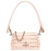 Borsa a Spalla da Donna con Manico Piatto, Motivo Coccodrillo, Pelle di Vitello, Logo Saturno, Rosa 46030001WL00A2G401