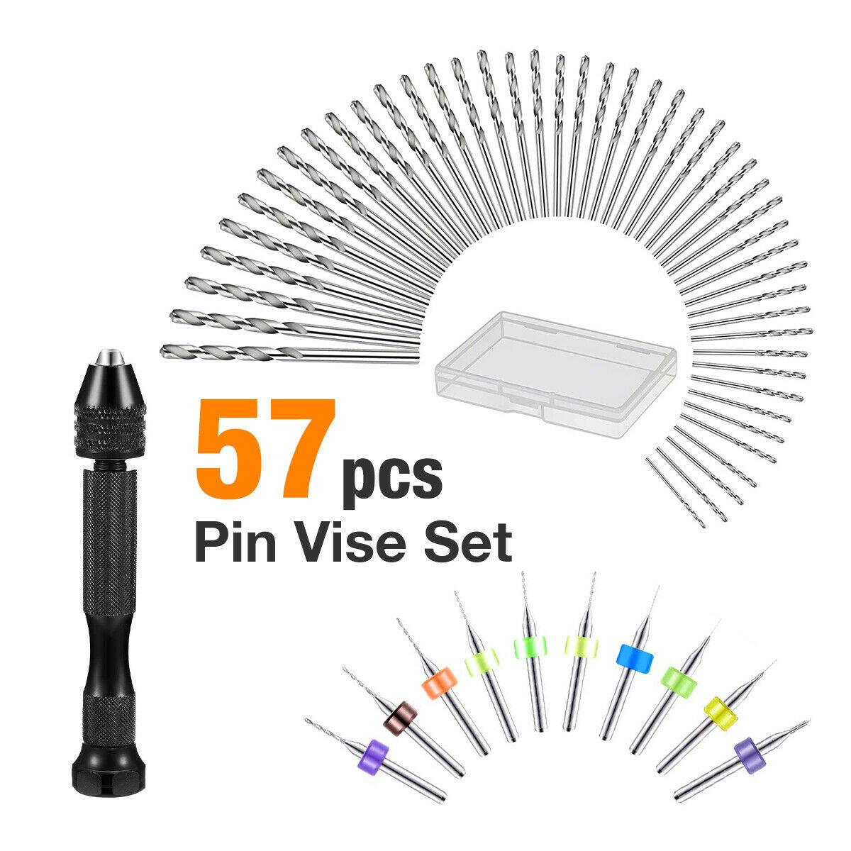 

57 Pcs Alloy Steel Pin Vise Hand Drill Bits with Pin Vise Hand Drill 46pcs Micro Twist Drill Bits 10Pcs PCB Mini Drill Bits DIY