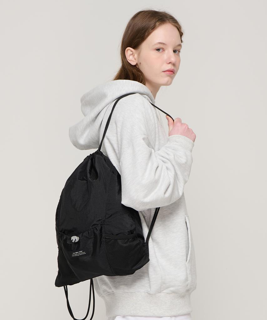 Roidesrois Mesh Pocket String Gym Sack Backpack (Black)