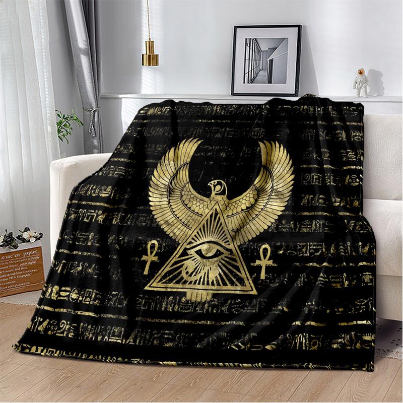 3D Ancient Egyptian Mythological Ideographic Sign Symbols Blanket,Soft Throw Blanket for Home Bedroom Bed Sofa Cover Blanket Kid