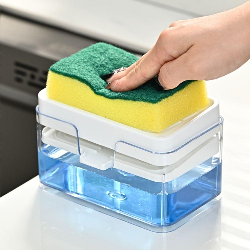 Sponge Holder Press Dishwashing Soap Box Kitchen Sink Organizer Rack  Dishwashing Area