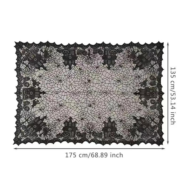 Halloween Lace Table Runner Black Spider Web Tablecloth Fireplace Cover Mantel Halloween Decoration  Home Party Cloth Cover