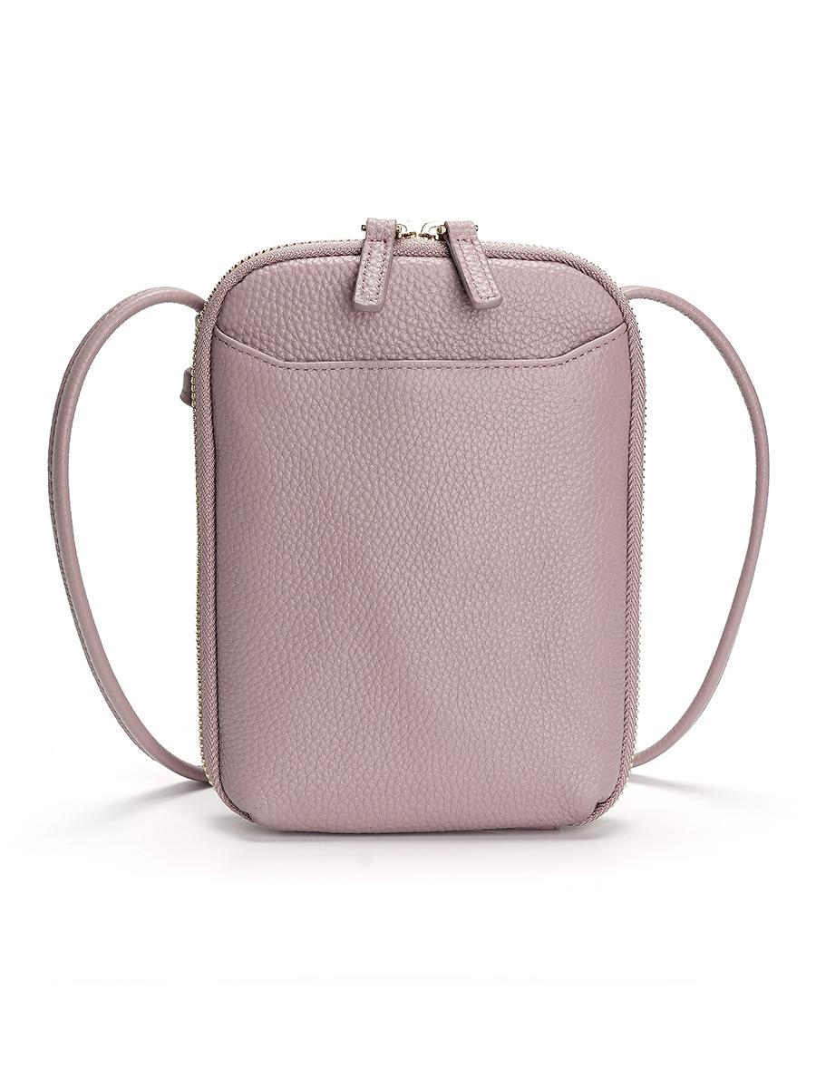 Market-6 Echt Leder Rits Crossbody Tassen Vrouwen Grote Capaciteit Schoudertassen voor Vrouwen Effen Telefoon Portemonnee Klep Nieuwe Dames Handtassen roze