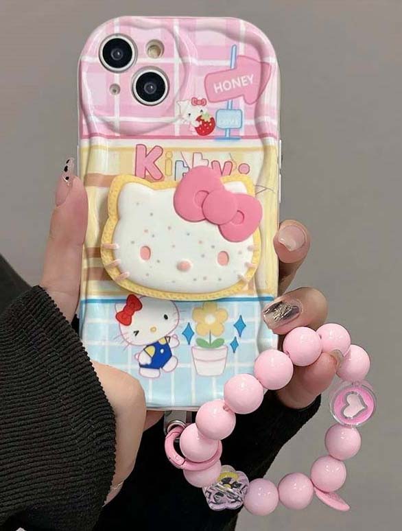 Hello Kitty Kuromi Bracket Holder Chain Casing For Huawei Honor 400 Lite Pro X9B X8C X8B X8A X9D X7D X7B X7A X6B 90 Lite 5G Case