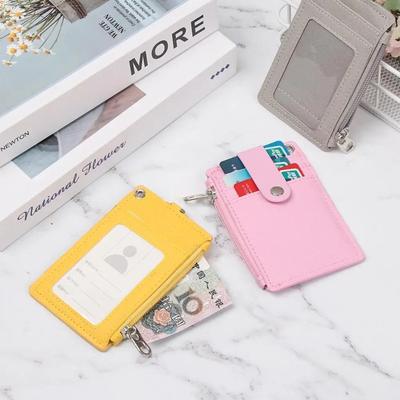 Portable Leather Business ID Card Credit Card Badge Holder Coin Purse Wallet Keychain