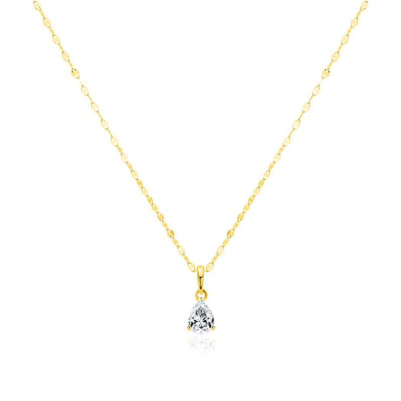 Prestige.J Solitaire Schleier Anhänger(18k Halskette+14k Anhänger 2-teilig)