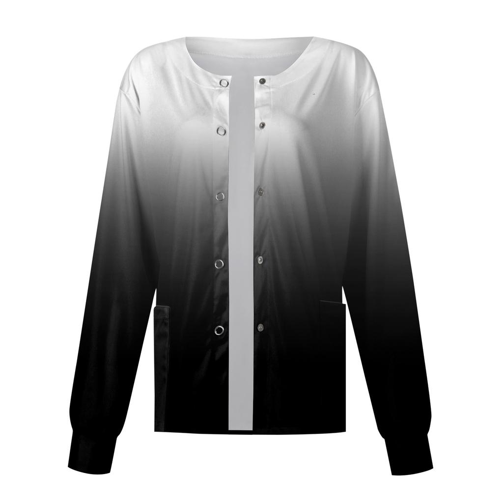 Dámská kapsa s dlouhým rukávem Pracovní stojáček Gradient Jednořadá ochranná kombinéza Cardigan Bunda Top
