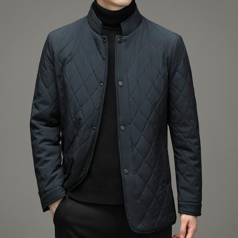 

Осенне-зимняя мужская деловая повседневная куртка с воротником-стойкой и шелковым хлопком Mulberry, модная куртка с набивным рисунком для папы M/170