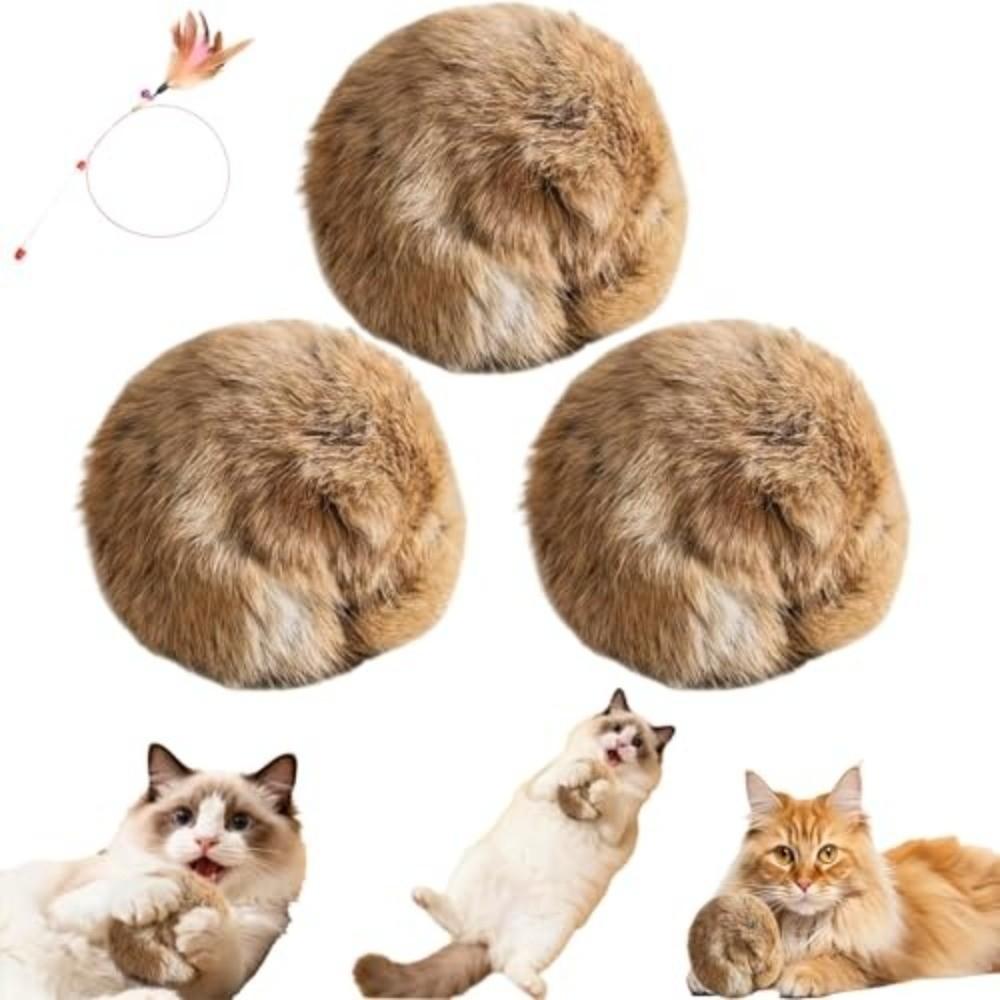 Gifts Self-entertaining Rabbit Fur Ball Cat Training Pet Supplies Soft Fluffy Cat Ball Pet Prey Ball for Kicks Chase Games