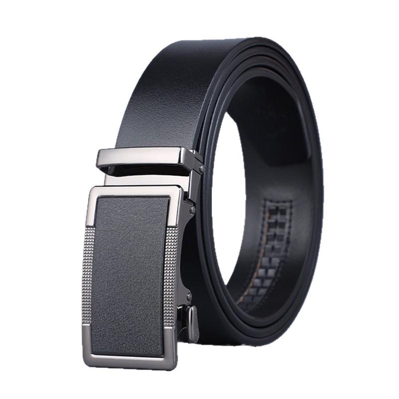Men'S Belt Leather High-End Business Belt Simple Casual Versatile Automatic Buckle Belt