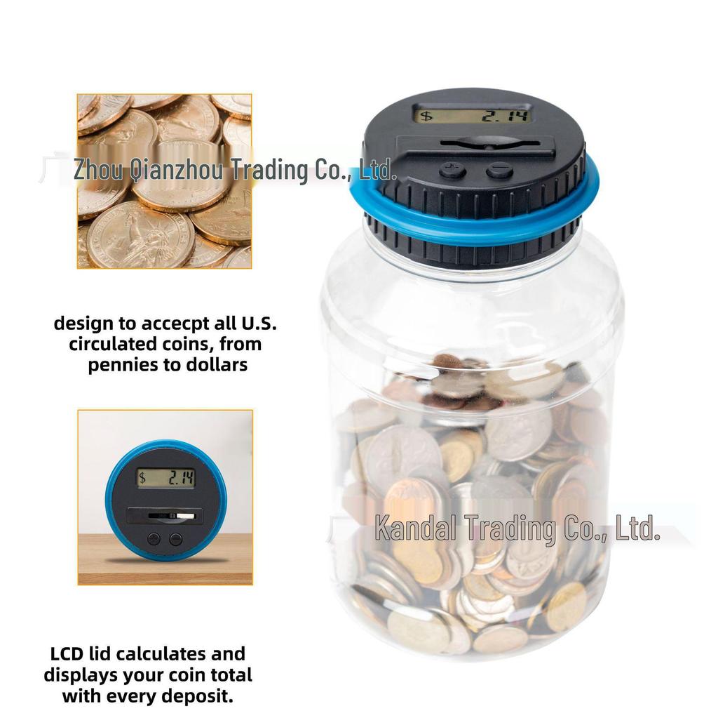 Großes elektronisches Sparschwein für mehrere Währungen für Münzen und Scheine - Dollar, Euro, Taiwan-Dollar