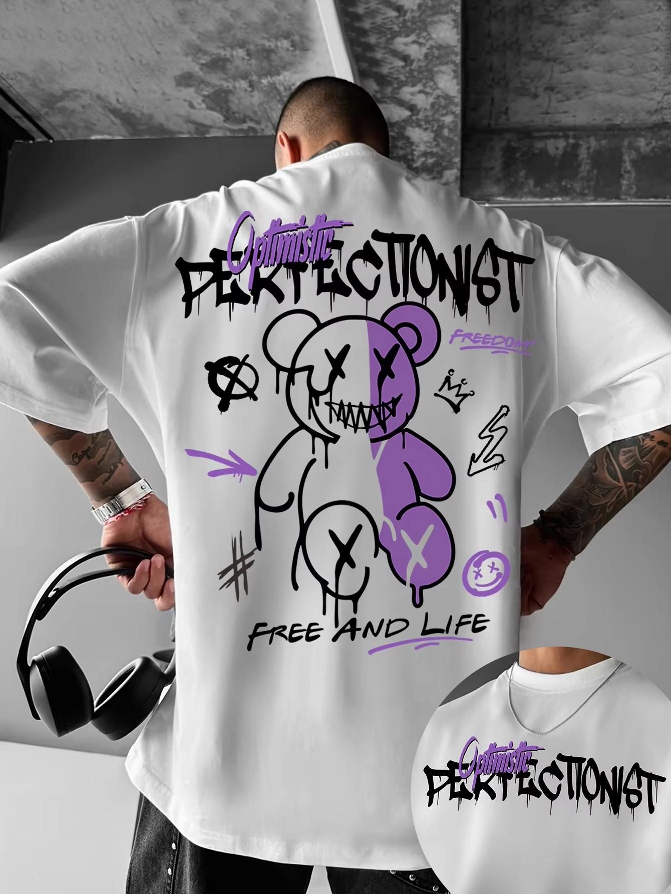 

Summer New Men s American Street Letter Printed Cotton T-shirt Short Sleeve O-neck Tees Casual Sports Loose Oversized Tops 4XL