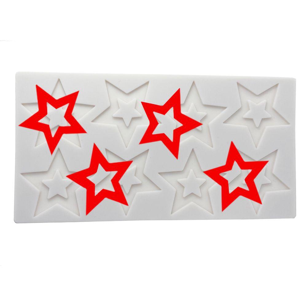 

1 Pc 8 Even Hollow Five Pointed Star Mousse Silicone Mold, Chocolate Mold Cake Decoration Mold Candle Mold Baking Tool белый
