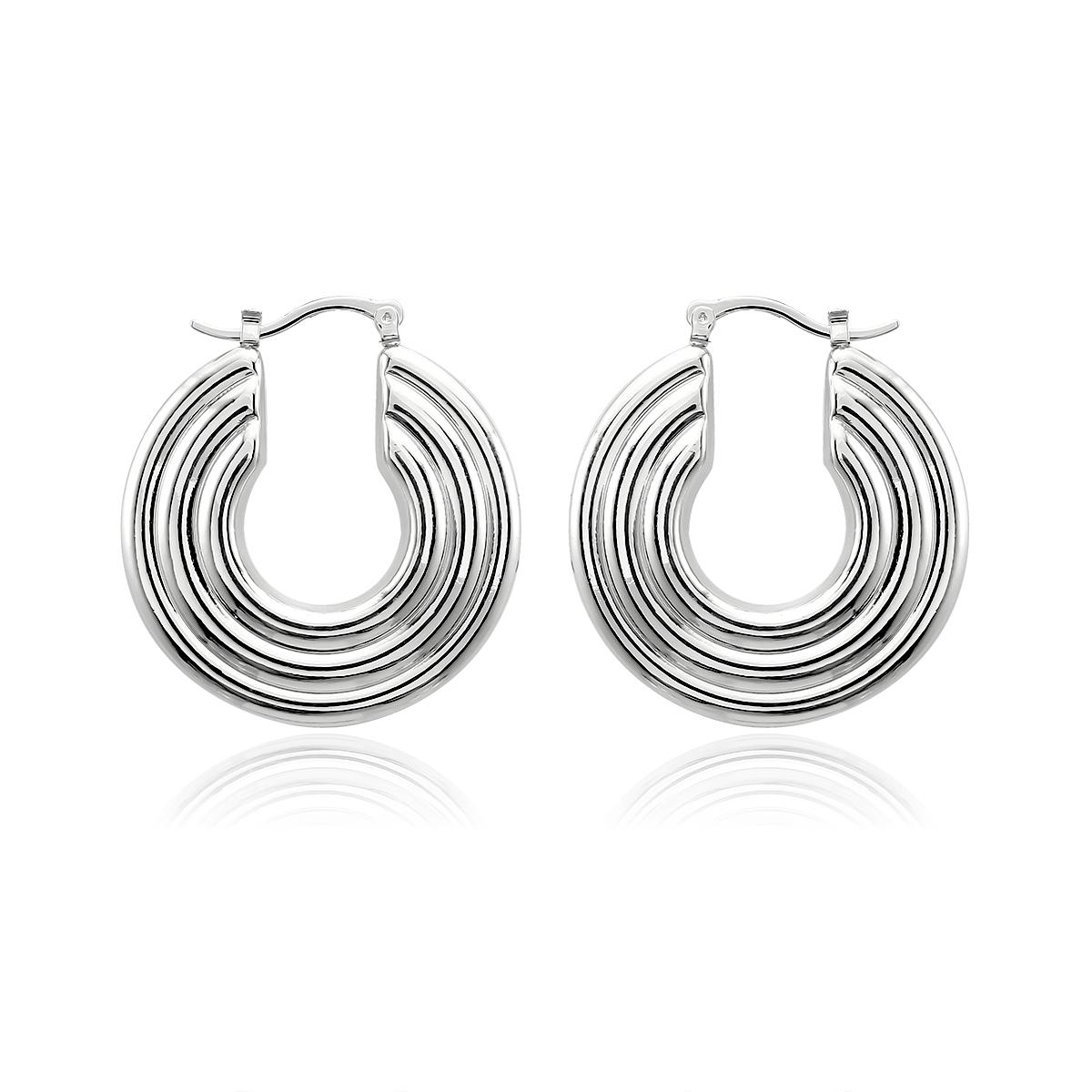 

Exaggerated Big Textured Concentric Circles Hollow Hoop Earrings Gold Plated Silver Color Stainless Steel Earrings for Party