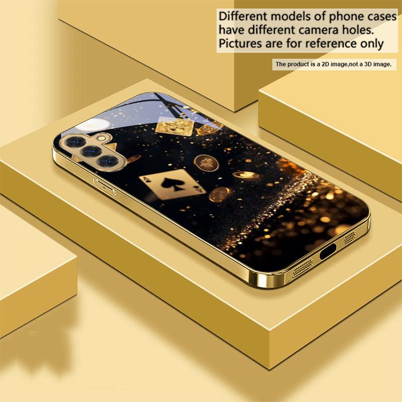 Mysterious Golden Poker For Samsung Galaxy S20 FE S21 S22 S23 Plus S24 Ultra 25Ultra S21+ S9+ S22Plus Golden Glass Phone Case
