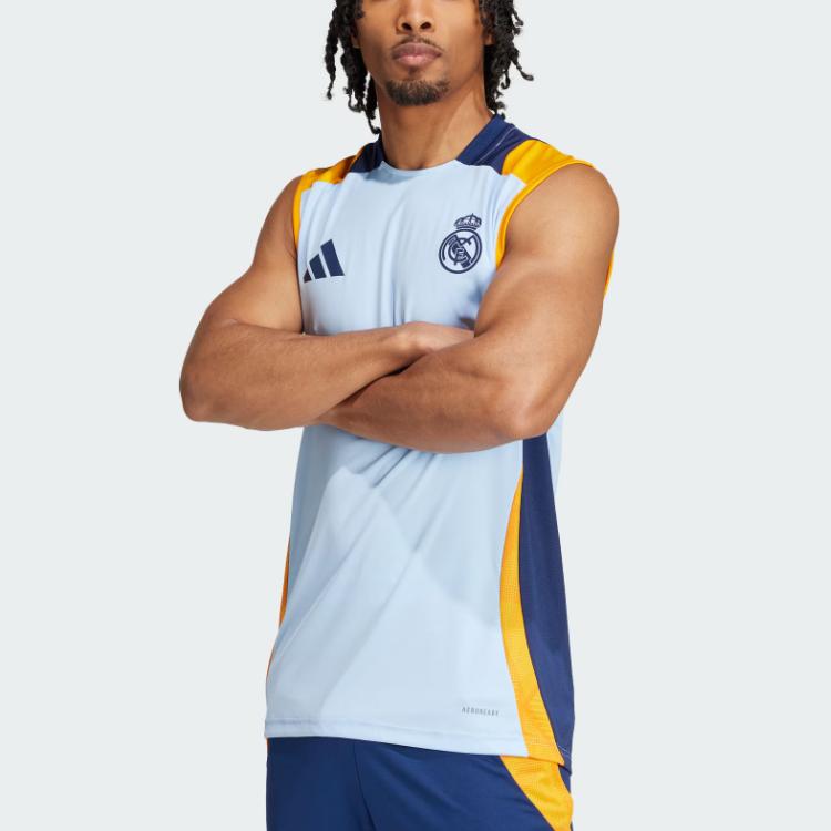 Adidas Real Madrid Series 24 Match Patchwork Fashion Sleeveless Soccer Jersey Men Tops Bright-Blue IT5094