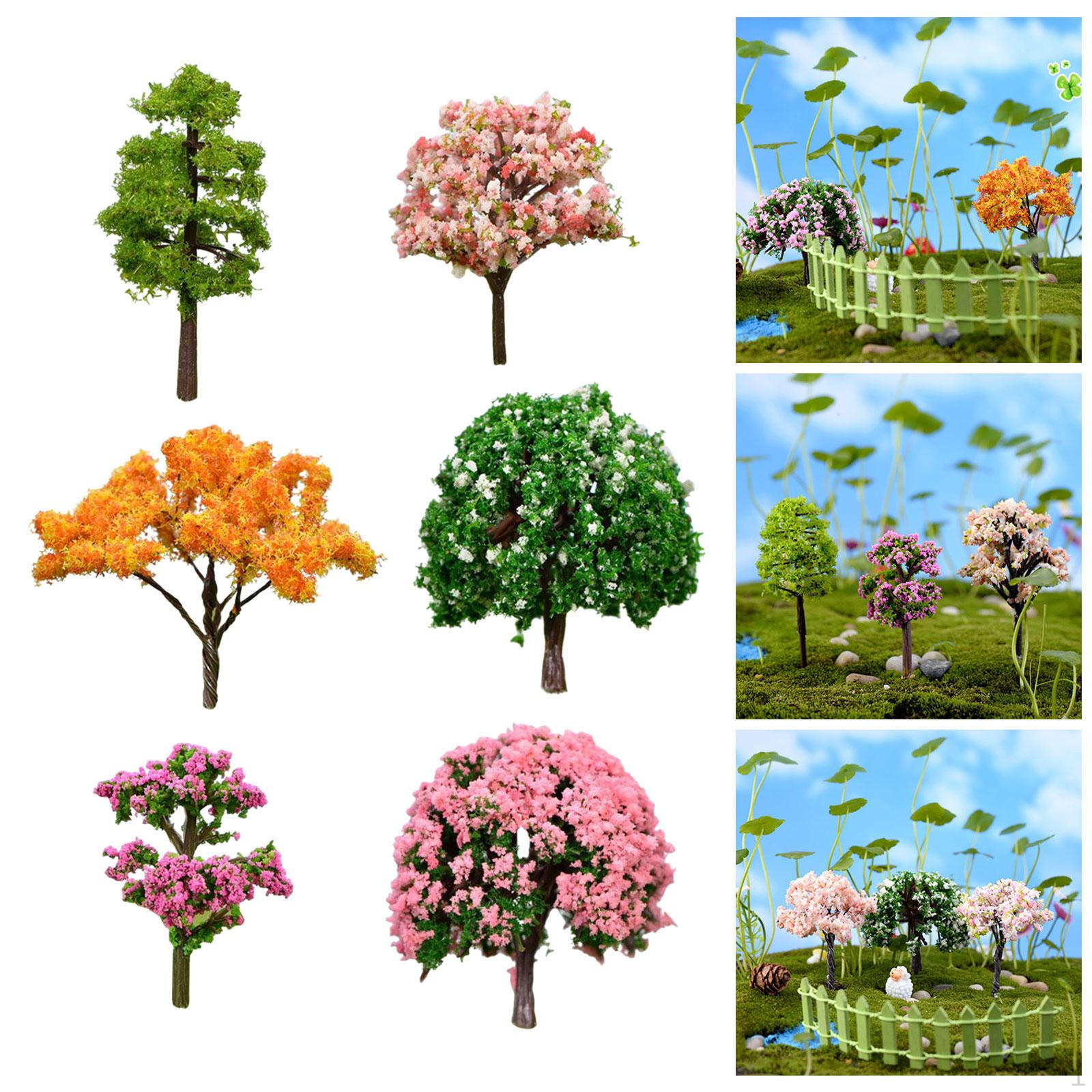 

6x Миниатюрные искусственные деревья Поддельная статуэтка Декор для микроландшафта для диорамы Поезд