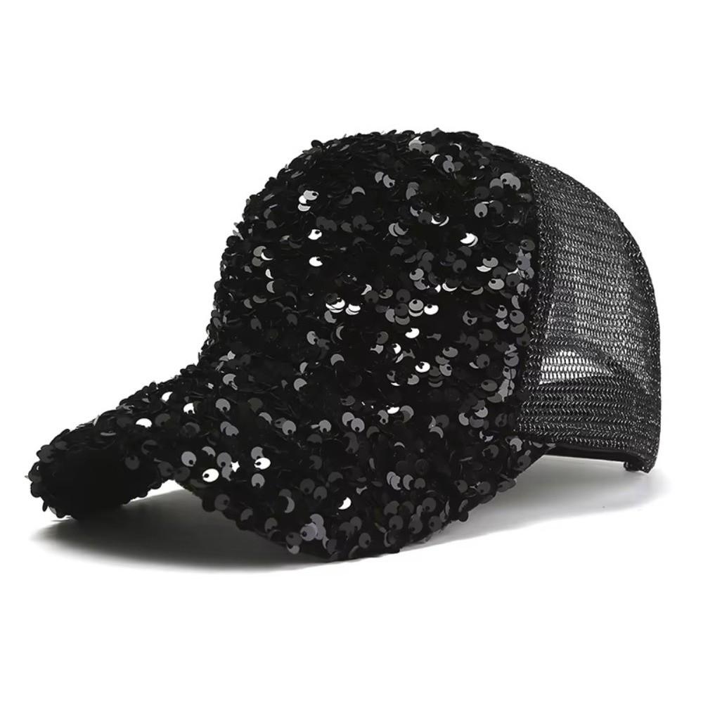 Breathable Women Sun Hat Casual Duck Tongue Caps Fashion Shiny Sequin Baseball Cap Summer