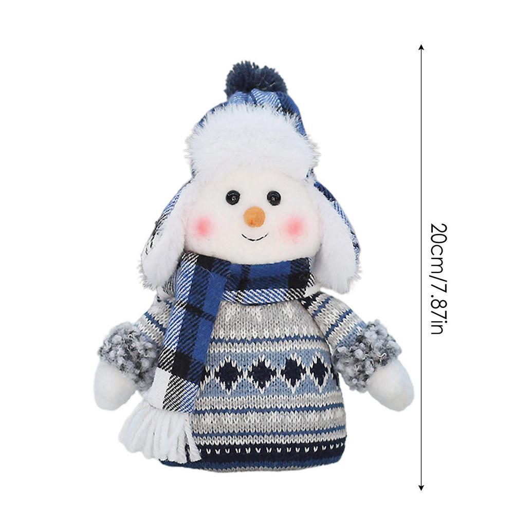 Christmas Blue Series Snowman Cloth Retractable Dolls Decoration for Tree Ornaments Santa Figurine Xmas Gifts Craft Home Decor