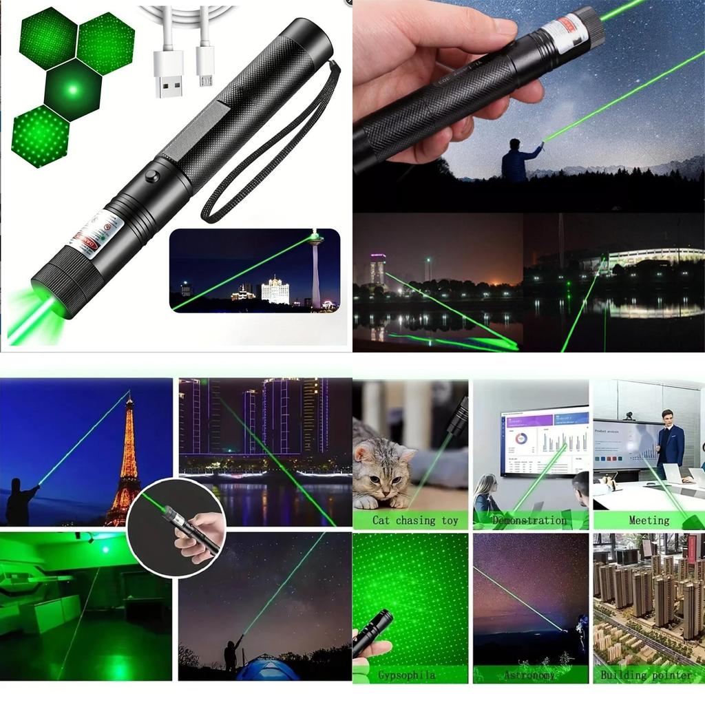 Powerful 303 Laser Pointer With Multiple Patterns For Outdoor Use In Black Aluminum Alloy