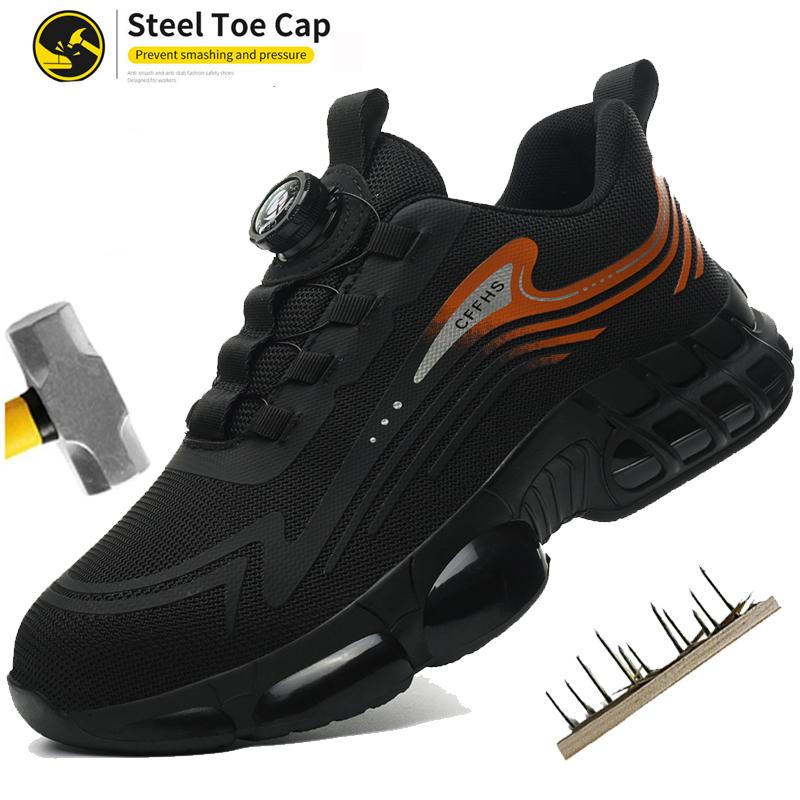 Work Shoes For Men Slip Resistant Comfortable Cushioned Insoles Safety Toe Lightweight Sneakers Anti-Smash Industrial Shoes