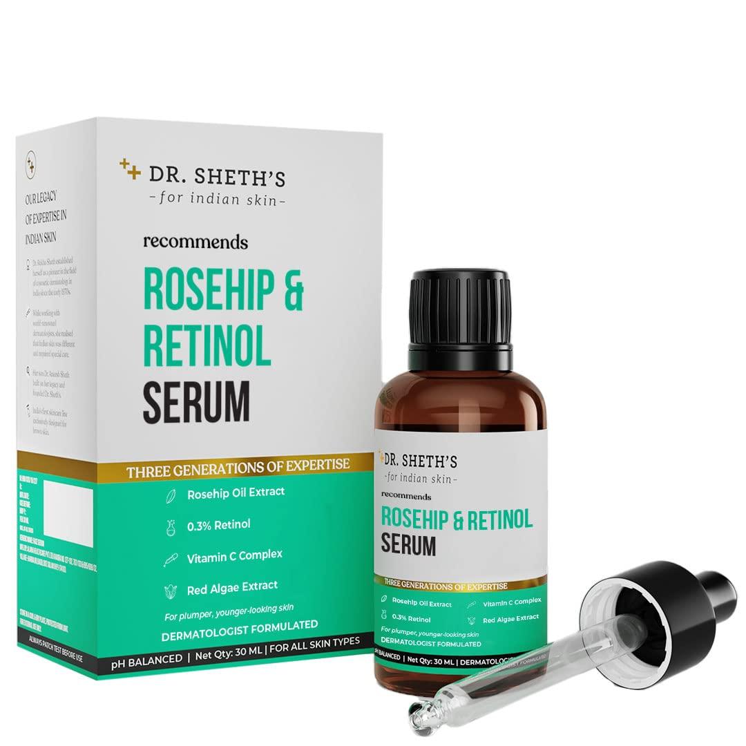 Dr. Sheth s Rosehip & Retinol Serum 30ml | Anti Aging Face Serum for Fine Lines & Wrinkles