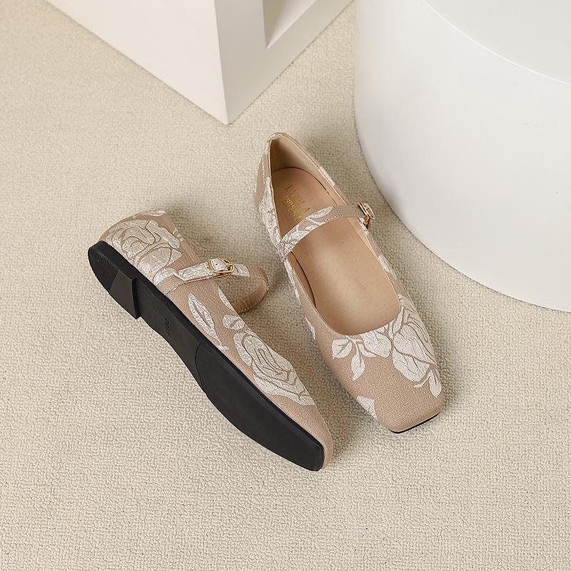 Fashion French Retro Square Toe Flat Shoes for Women 2025 New Spring Mary Jane Shoes Plus Size Women's Shoes Loafers Ladies