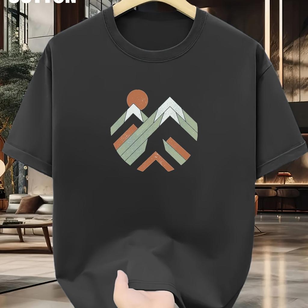 womens Cotton Geometric Mountain Print TShirt Soft Breathable Regular Fit Casual Tee for Summer women Clothing Comfortable