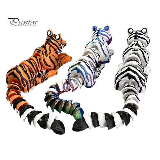 3D Printed Tiger Model Figure, Realistic with Movable Joints, Articulated Figure Forest Animal Figurine for Home Office Bookshelf Flexible Ornament