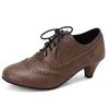 Britischer Stil Runde Zehenpartie Schnürschuhe Damen 5CM Mittelhoch Absatz Frühling Herbst Damen Freizeitschuhe Größe 43 Damenschuhe WSH5269