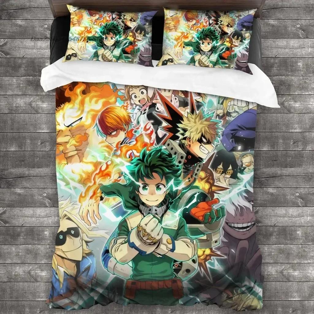 3D Print Anime My Hero Academia Bedding Set Duvet Cover Sheet Printed Bed Set Pillowcase Full Queen King Size Comforter Bedroom