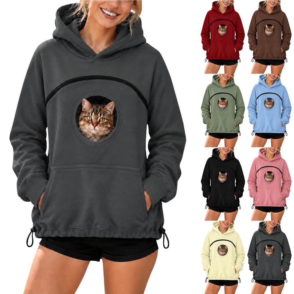 Felpa Unisex con Tasca Centrale per e Cane, Felpa Casual dalla Vestibilità Ampia