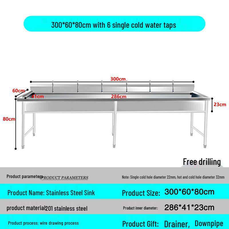 Lieve Commercial Stainless Steel Sink with Faucets