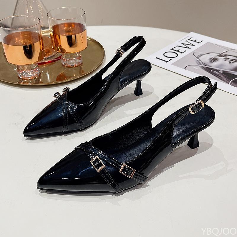 Mote Mote spisse damehøye hæler vår sommer nye stiler ensfarget temperament enkle allsidige damesko