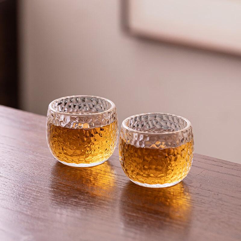 ZISIZ Heat-Resistant Hammered Glass Tea Cup