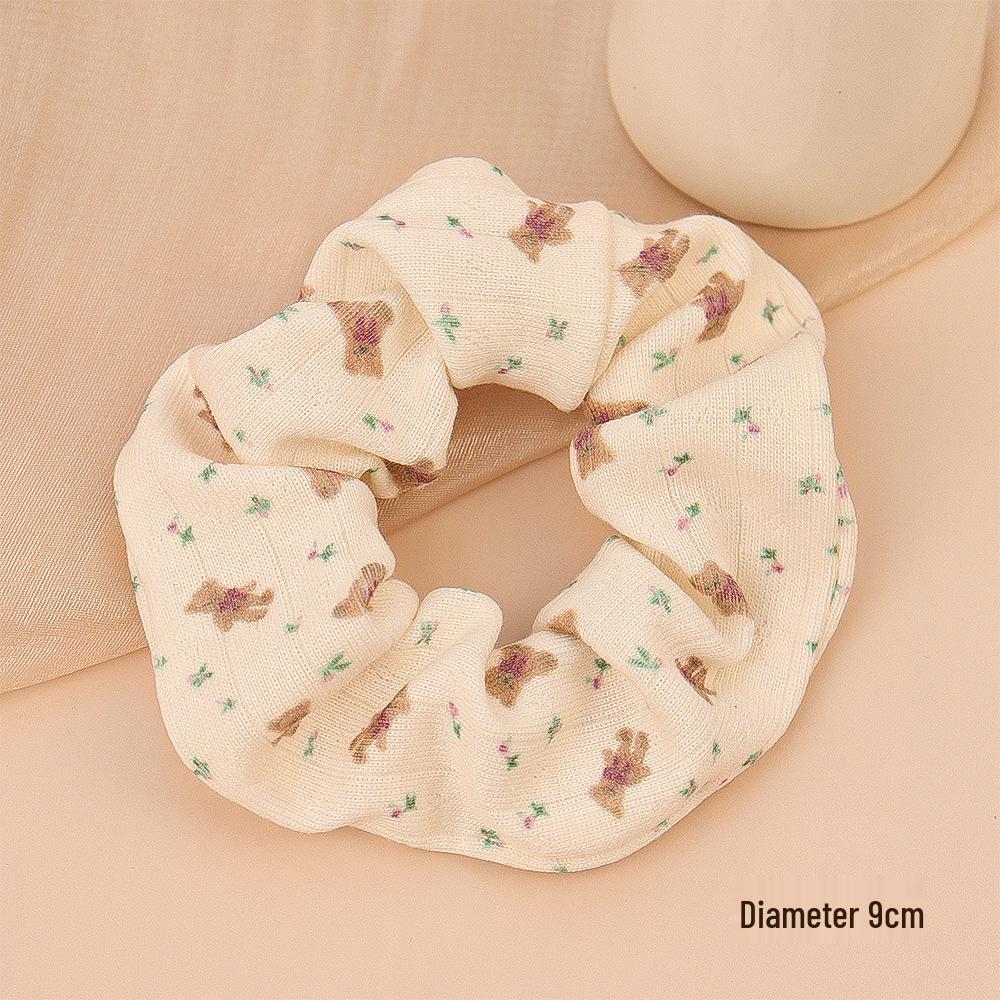 

Korean Retro Cute Teddy Bear Plaid Floral Hair Tie - Simple Women’s Headwear
